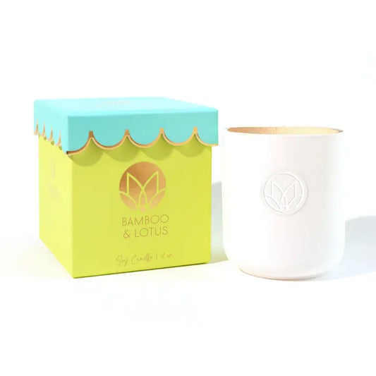 Scalloped Bamboo & Lotus Soy Candle
