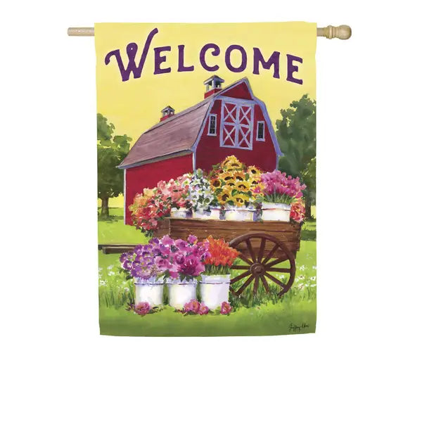 Evergreen Flower Farm Spring Welcome Garden Flag