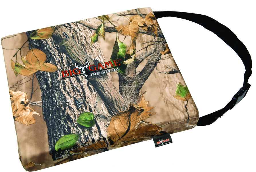 Muddy Ultra-Plush Camo Seat Cushion, Waterproof Epic Camo, Carry Strap, Durafoam, 16"W x 14"D x 3" Thick