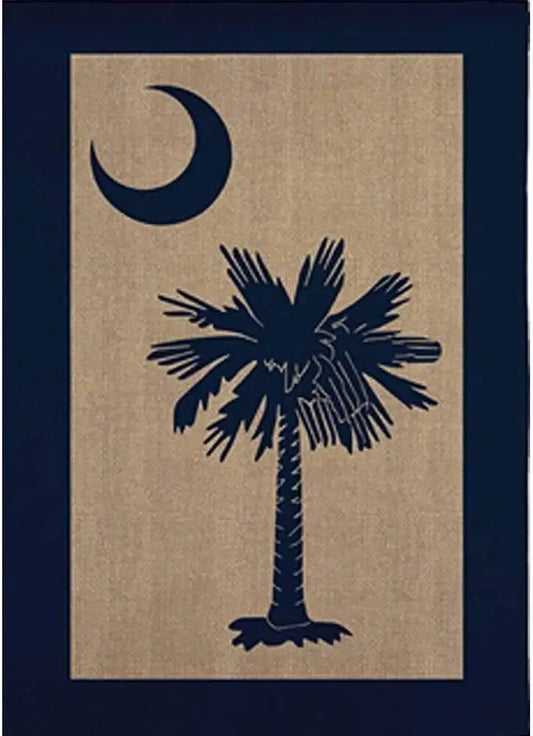 Evergreen South Carolina Palmetto Burlap Garden Flag