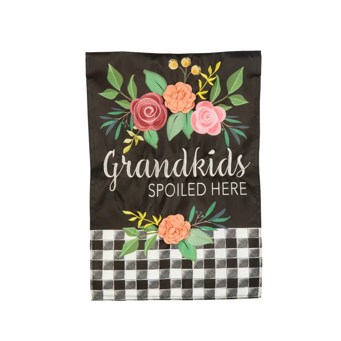 Evergreen Grandkids Spoiled Here Applique Garden Flag