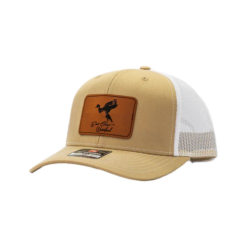 East Coast Waterfowl Leather Woodie Patch Hat Khaki/ White