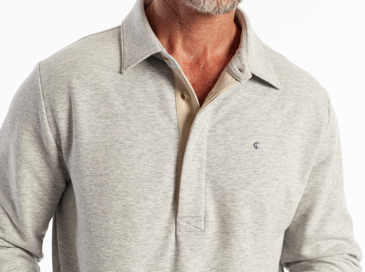 Criquet Collared Sweatshirt, Heather Light Gray