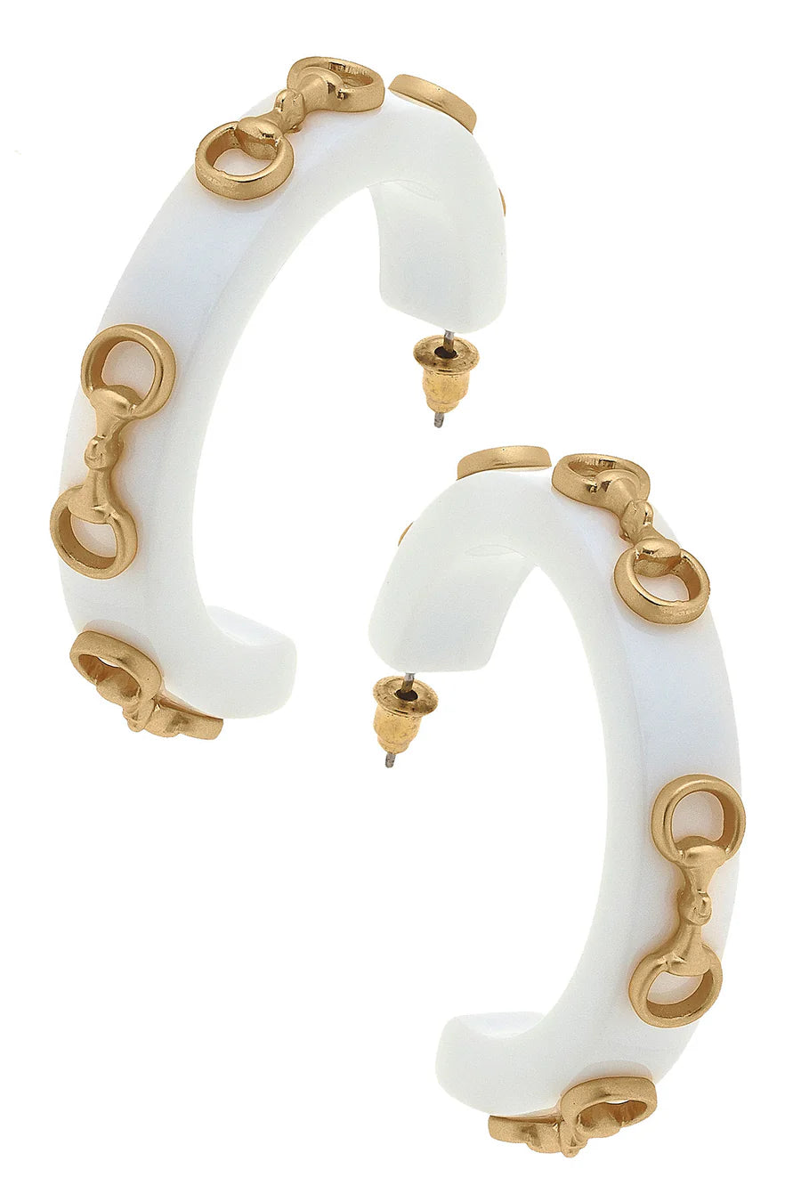 Canvas, Sutton Horsebit Resin Hoop Earrings in White