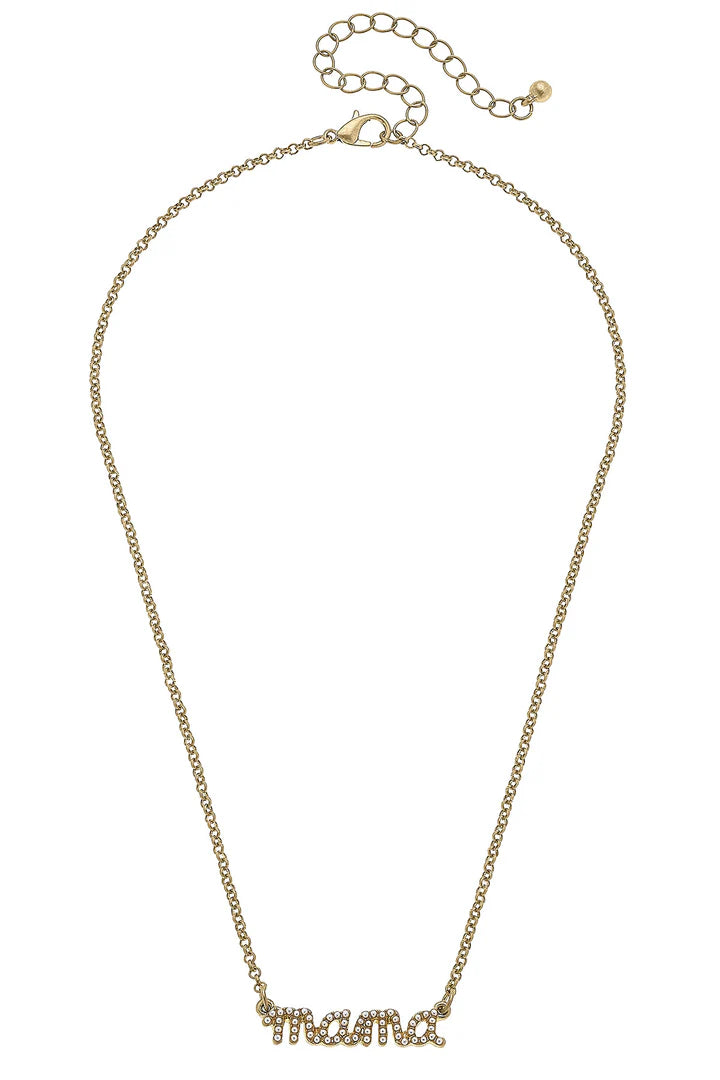 Canvas Mama Pearl Studded Script Necklace