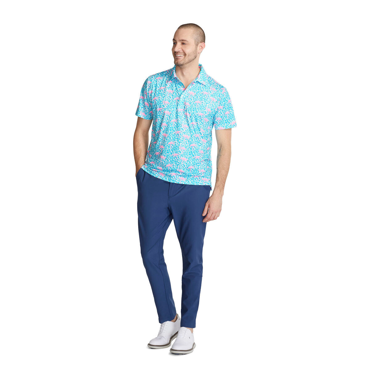 Chubbies The Domingo Performance Polo, Bright Blue Solid