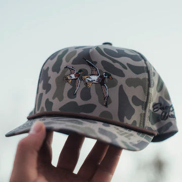 East Coast Waterfowl Bankin Wood Duck Embroidered Hat- Green Old School Camo