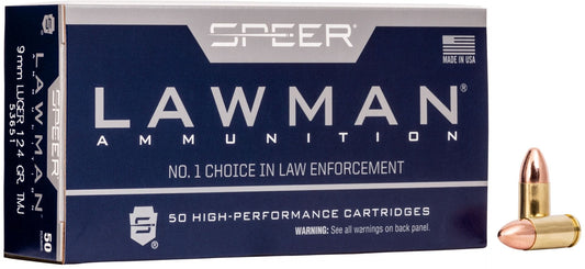 Speer Lawman Training 9mm Ammo 124 Grain TMJ 50rds