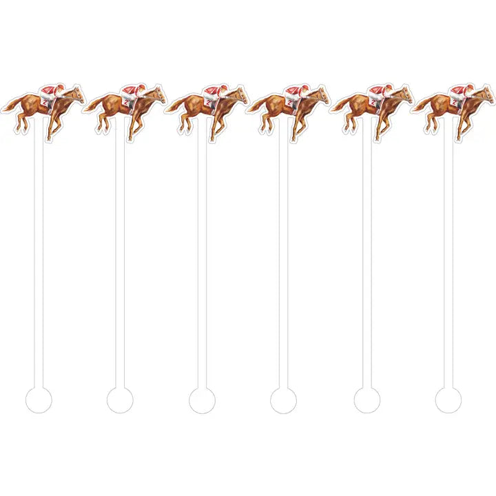Watercolor Running Horse Cocktail Stick Stirrer - Set of 6
