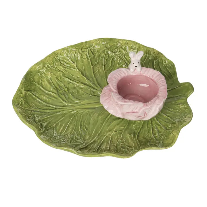 Transpac Dol Cabbage Chip & Dip S/2 Easter Home Décor
