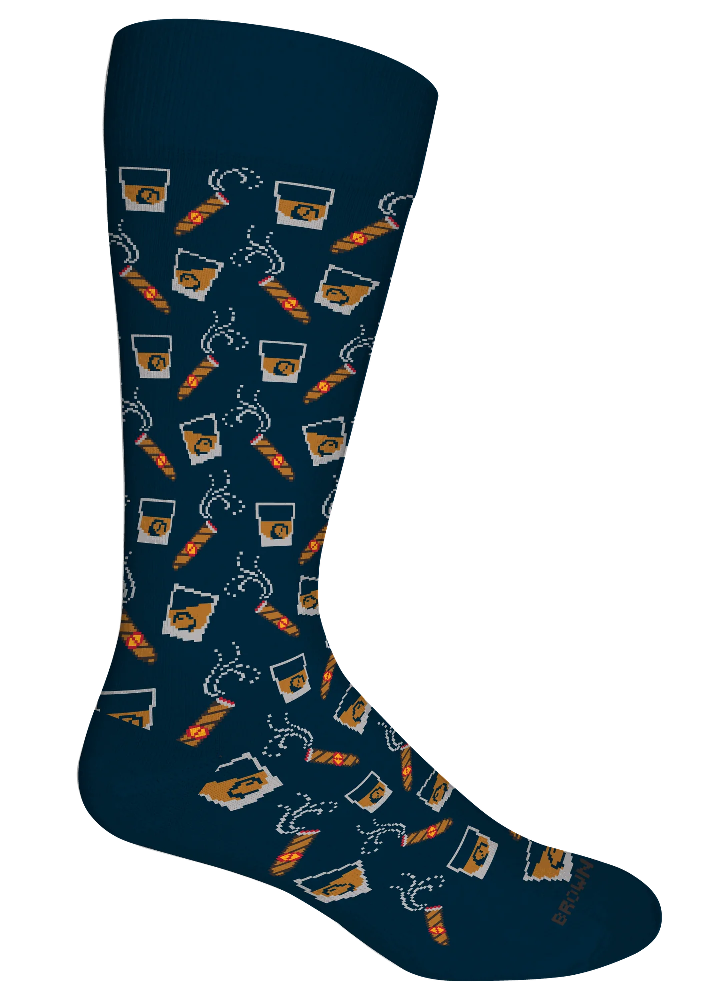 Brown Dog Hosiery Bourbon and Cigars Crew Socks, Navy