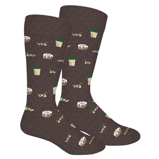 Brown Dog  Hosiery Starducks Crew Socks, Grey Heather