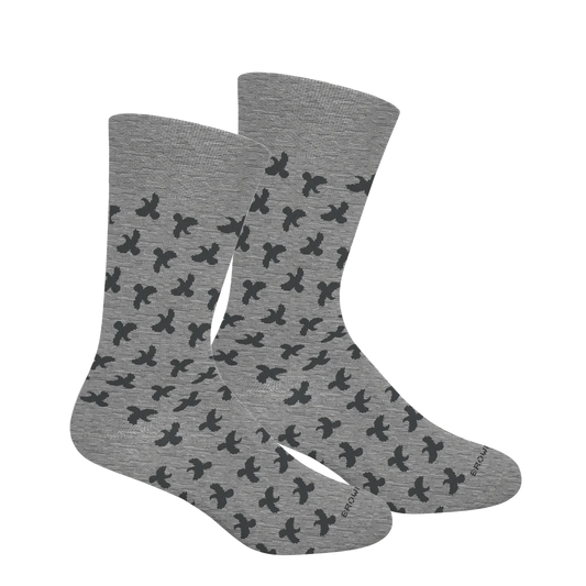 Brown Dog  HosieryMiles Ridge (Quail) Socks (Fun Size), Light Grey Heather