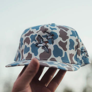 East Coast Waterfowl Bankin Teal Embroidered Hat- Blue Old School Camo