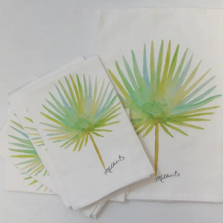 Watercolor Palm Frond Flour Sack Towel