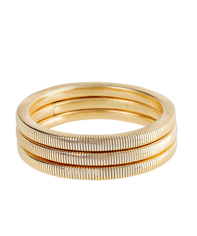 3 Row Snake Chain Bracelet, Gold