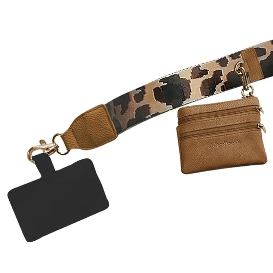 CLIP & GO STRAP WITH POUCH - LEOPARD COLLECTION, BROWN/ GOLD
