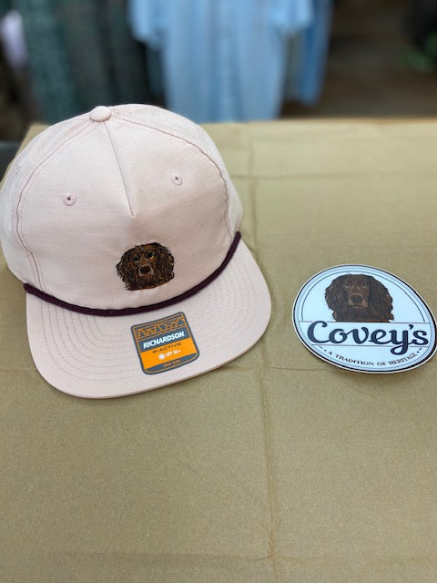 Covey's Logo Hat, Umpqua Pale Peach with Maroon Rope