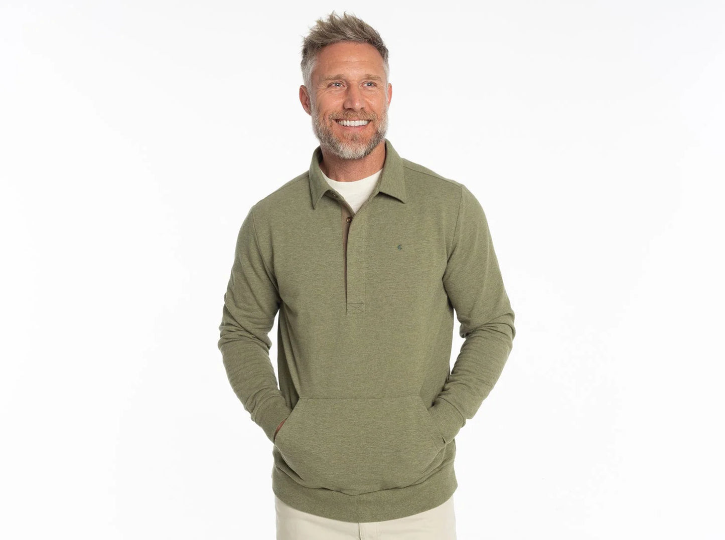 Criquet Collared Sweatshirt Heather Olive