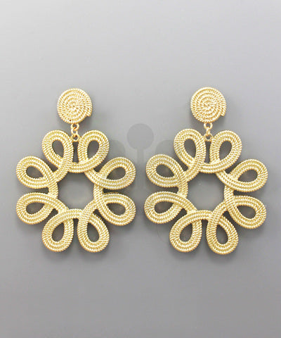Coil Flower Drop Earrings, Gold