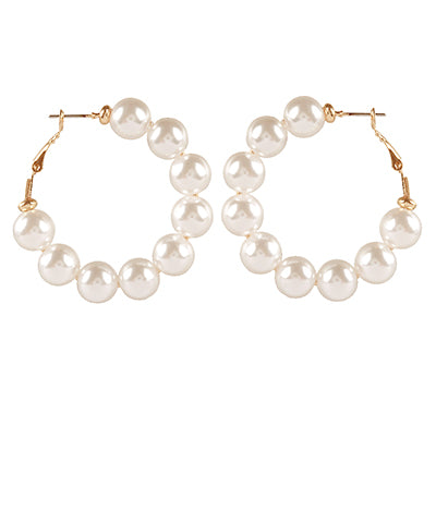 Pearl Hoop Earring, Cream