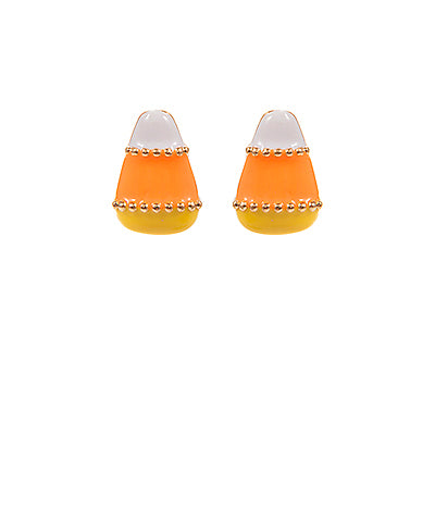 Halloween Theme Earrings Candy Corn, Orange/White