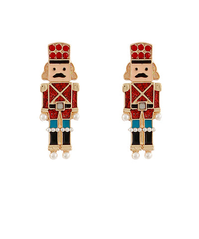 Christmas Nutcracker Earrings, Red/Gold