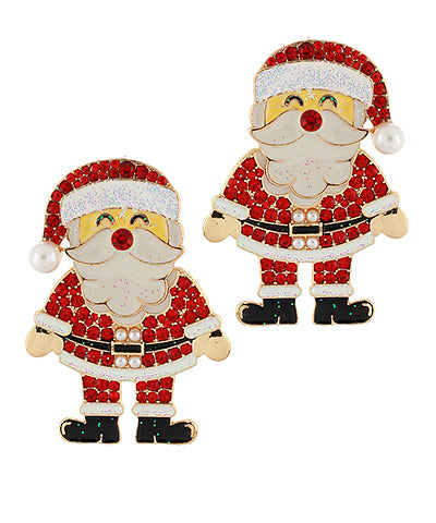 Christmas Santa Glitter Earrings, Red