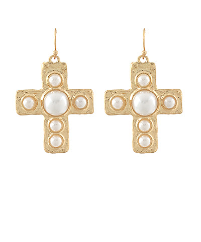 Dome Station Cross Earrings