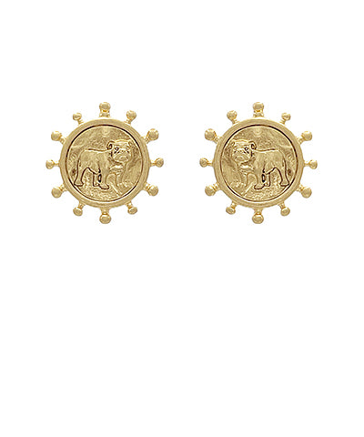Textured Bulldog Coin Earrings