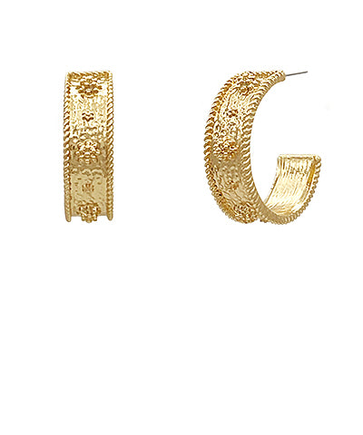30mm Textured Hoops, Gold