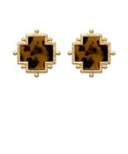 Dotted Cross Acetate Earrings, Tortoise/Gold