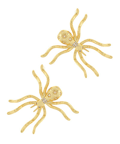 Spider Metal Earrings, Gold
