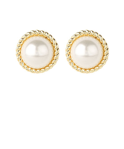 Twist Framed Pearl Dome Earrings
