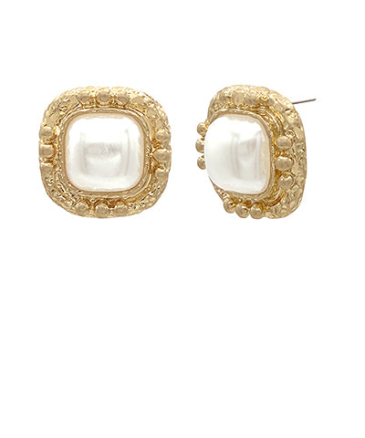 Decorated Square Dome Shape Earrings