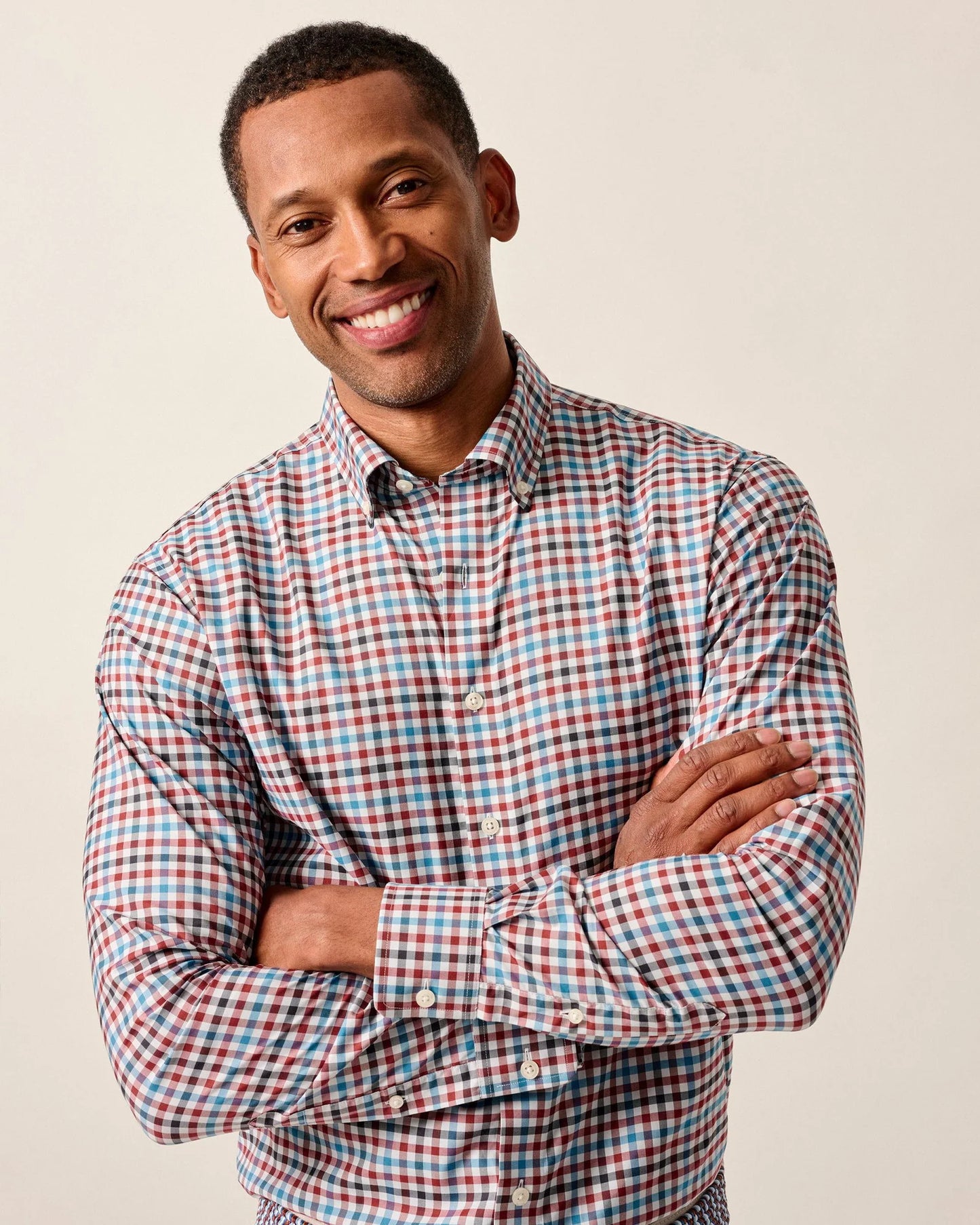johnnie-O Featherweight Performance Button Down Shirt - Hartwick, Malibu Red
