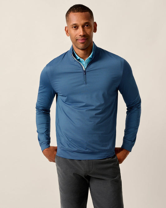 johnnie-O Jamie Jacquard Stretch 1/4-Zip Pullover, Navy Mahalo