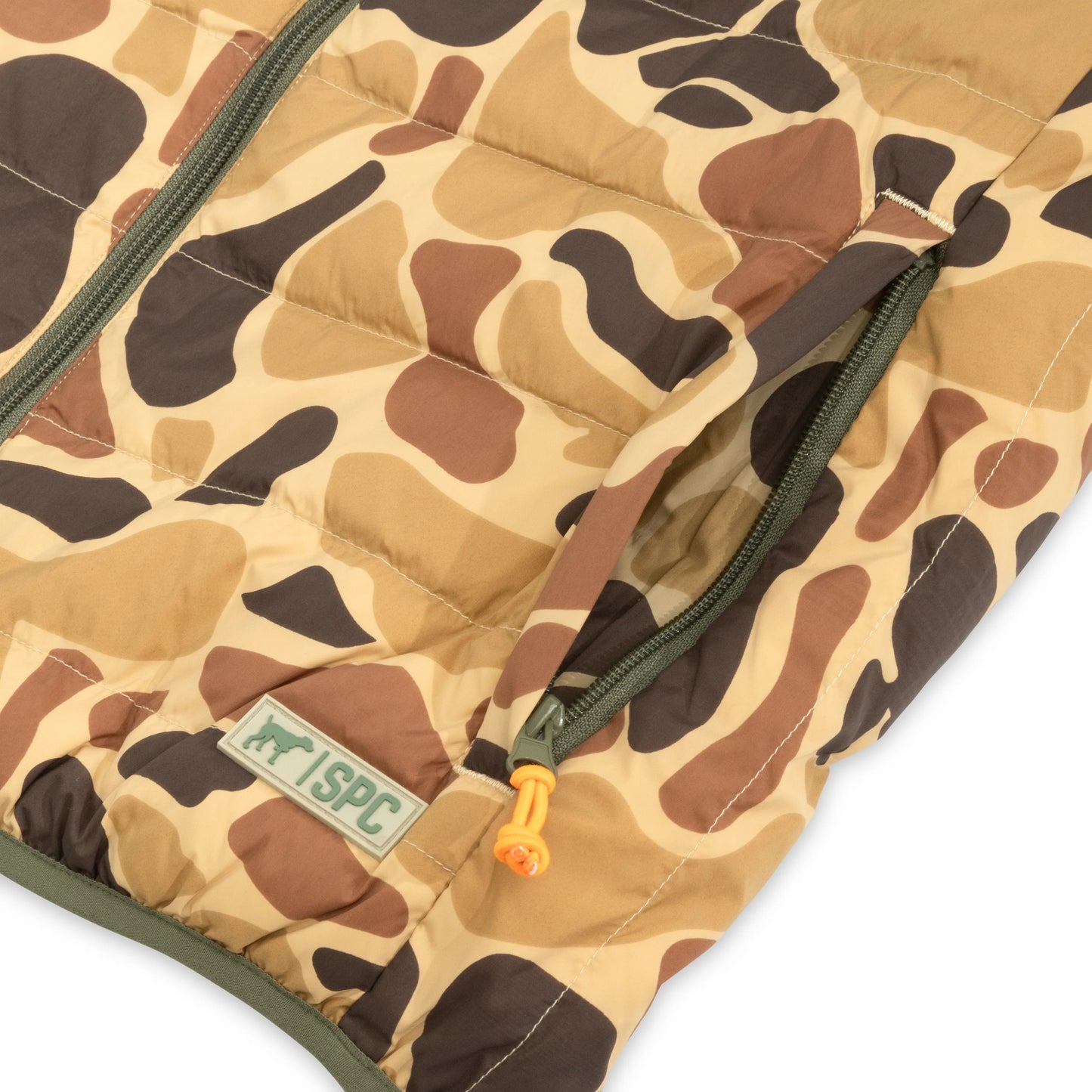Southern Point Field Series Reversible Down Vest, Olive/Camo