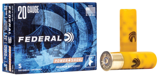FEDERAL POWER SHOK BUCKSHOT 20GA 2.75in MAX 3 5bx