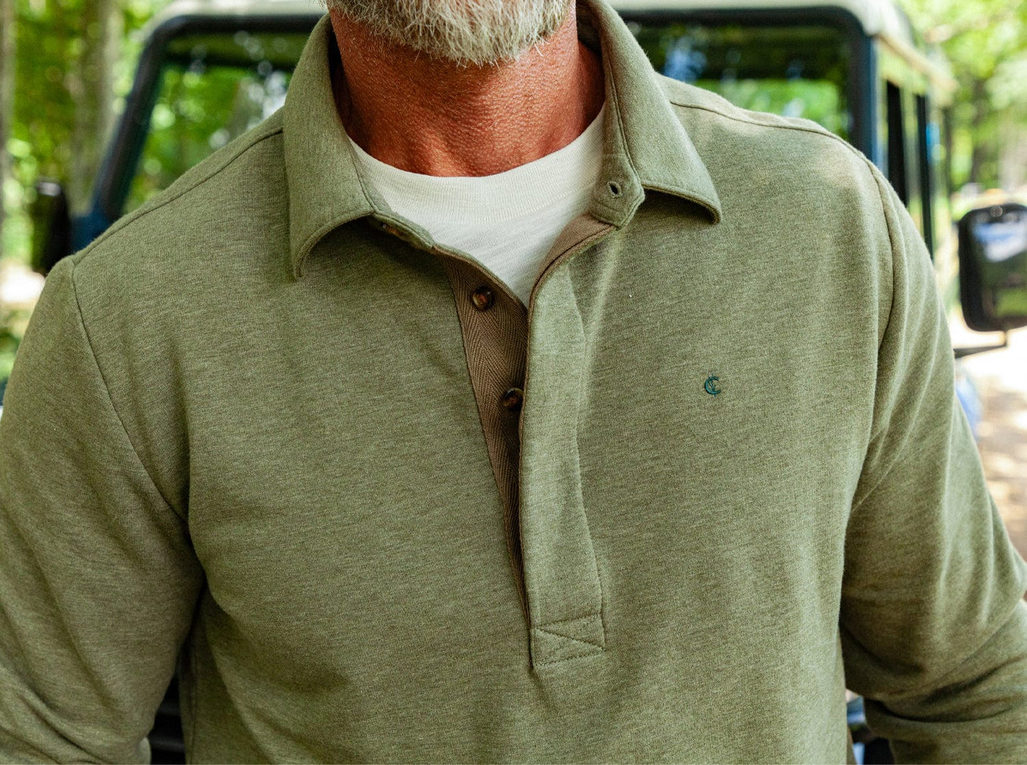 Criquet Collared Sweatshirt Heather Olive