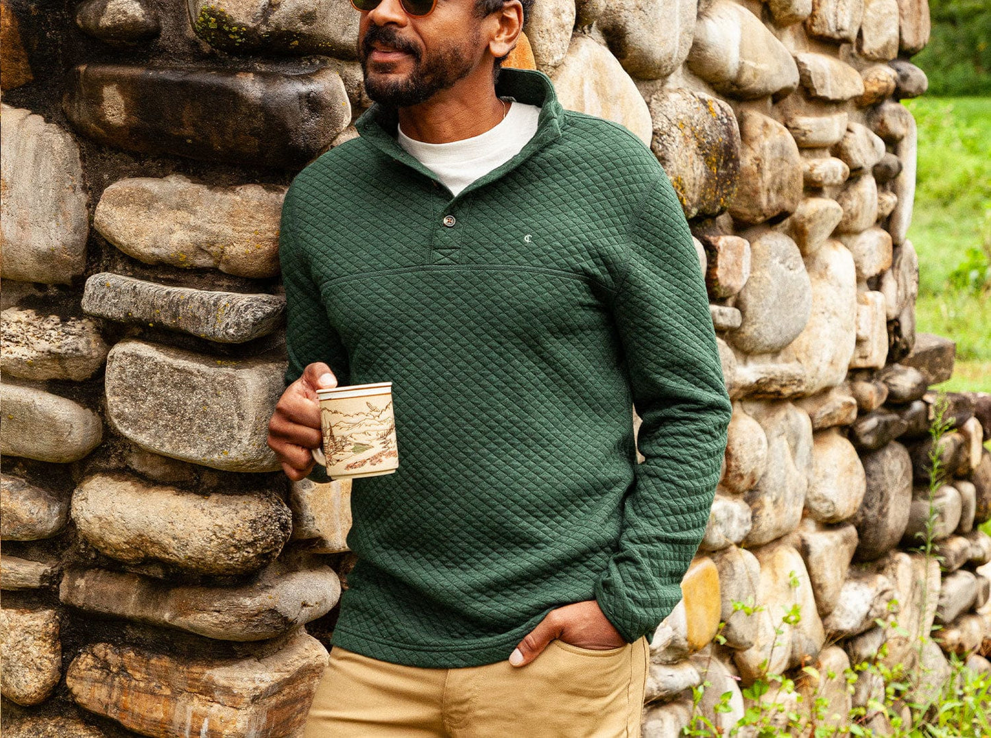 Criquet Quilted Pullover, Heather Ivy