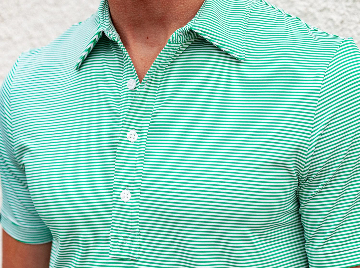 Criquet Hobby Stripe Performance Polo, Green