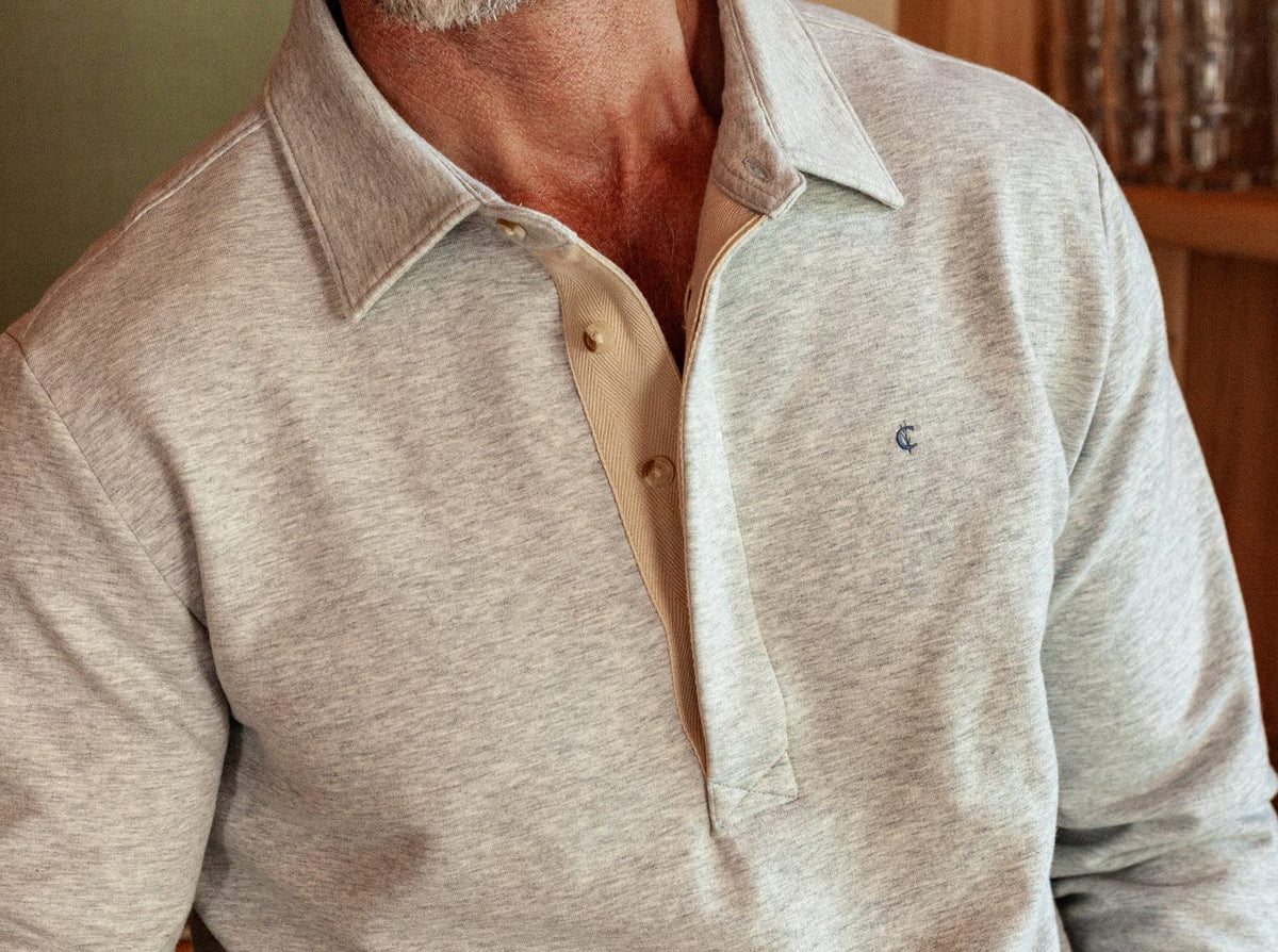Criquet Collared Sweatshirt, Heather Light Gray