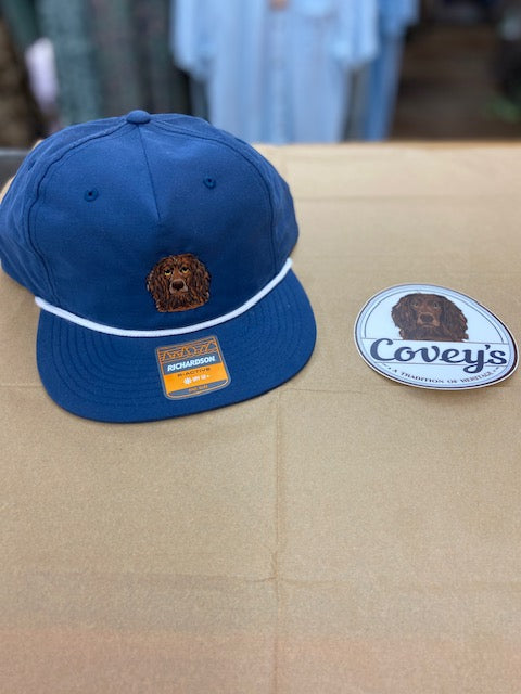 Covey's Logo Hat, Umpqua Navy with White Rope