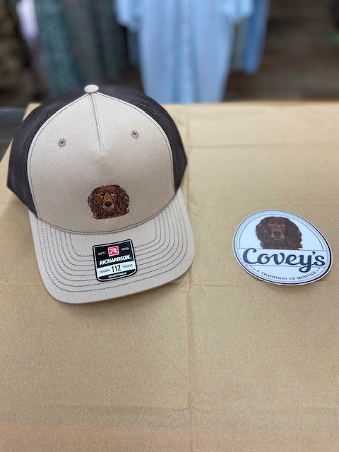 Covey's Logo Hat, Split Pale Khaki/ Brown