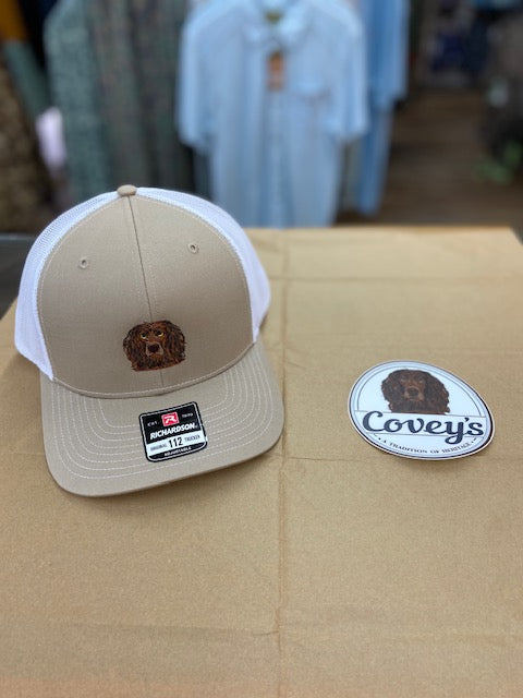 Covey's Logo Hat, Split Khaki/ White