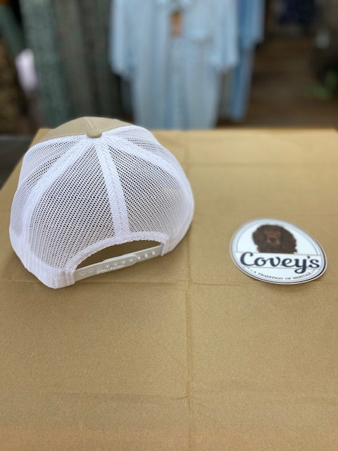 Covey's Logo Hat, Split Khaki/ White