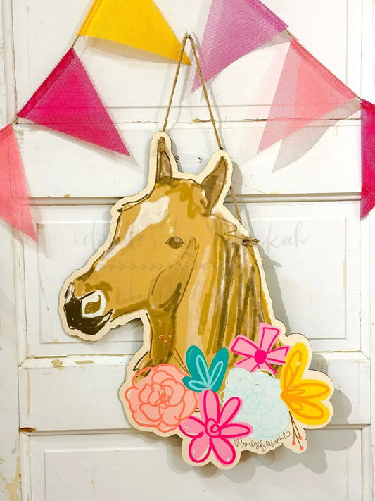 Doodles By Rebekah Floral Horse Door Hanger