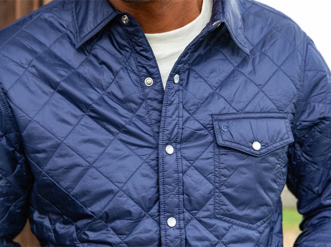 Criquet Quilted Shacket, Navy