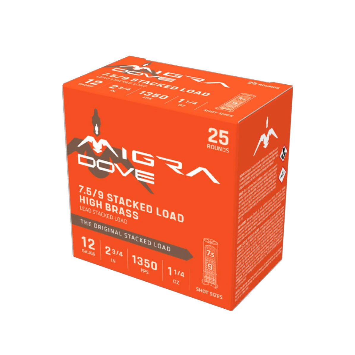 Migra Dove Load High Brass Lead 12GA, 2 3/4", 1-1/4OZ #7.5/9